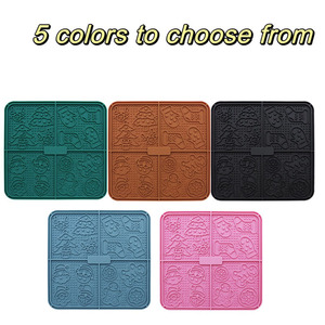 Pola Natal bentuk persegi Lick Pad bantuan kecemasan hewan peliharaan tahan lama pengumpan lambat mangkuk silikon anjing Lick Mat dengan cangkir hisap - Product Image 6
