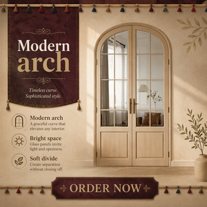 Pintu Lengkung Kayu Solid Tahan Air DEMEA Desain Tradisional untuk Hunian dengan Bingkai Model Ayun untuk Vila - Product Image 3