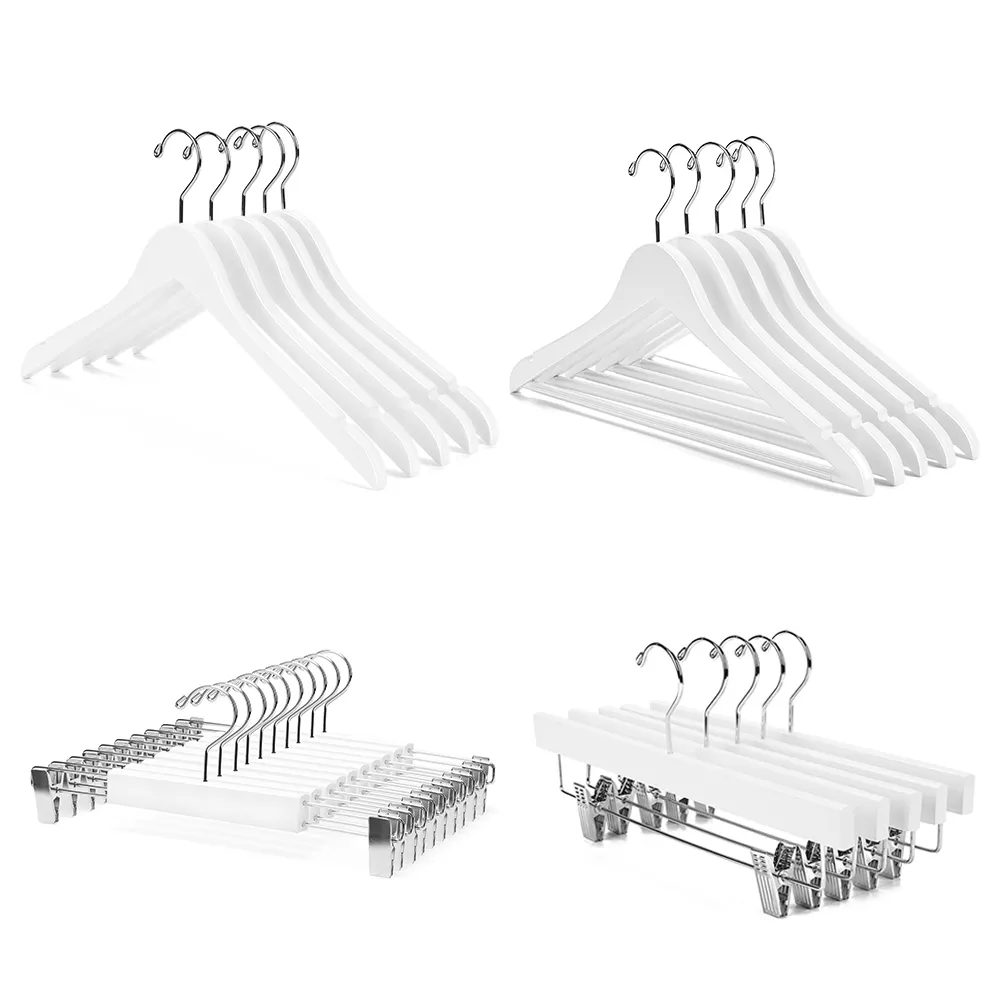 White Wooden Clothes Hanger For Wedding Dress Shop Store Hotel Supermarket