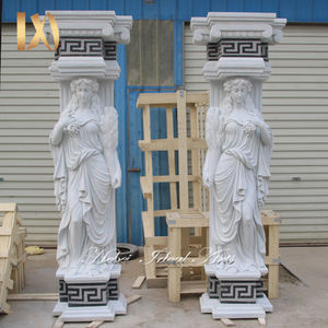 Ideal Arts Décoratif pierre sculptée à la main blanc romain homme nu <span class=keywords><strong>statue</strong></span> en marbre porte en pierre colonne <span class=keywords><strong>pilier</strong></span> design à vendre - Product Image 3