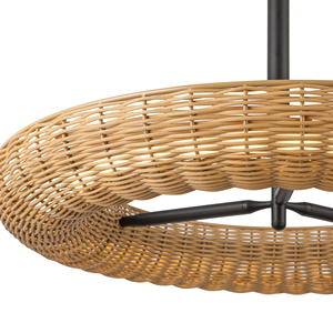 Elegante Lámpara Colgante Moderna de Hierro y Ratán para Sala de Estar o <span class=keywords><strong>Cocina</strong></span>, Lámpara Tejida con Fuente de <span class=keywords><strong>Luz</strong></span> <span class=keywords><strong>Fluorescente</strong></span> Blanca Cálida - Product Image 3