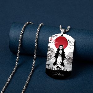 Kalung Anime Jepang liontin logam kalung pembunuh Iblis kartun keren ornamen tag anjing sesuai pesanan grosir rantai Widget - Product Image 3