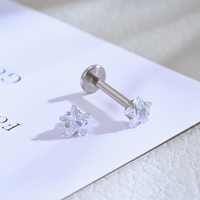 Boucle d'oreille labret en titane G23, étoile, cœur, zircon, mode, or, boucles d'oreille pour lèvres, hélix, cartilage, lobe, daith, bijoux fins pour piercing corporel