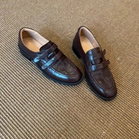 Mocassins plissés rétro style britannique pour femme, nouvelle collection automne 2026, bout rond, talon épais, coutures, à enfiler, polyvalents, décontractés, en cuir