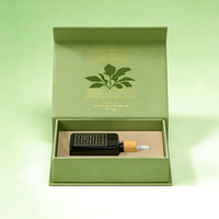 Boîte cadeau rigide écologique personnalisée, impression feuille de plante dorée, finition mate, fermeture magnétique, insert en EVA pour huile essentielle ou sérum