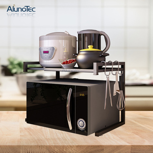 Estante negro soporte de Metal horno de <span class=keywords><strong>microondas</strong></span> soporte organizador de almacenamiento extensible cocina estante - Product Image 1