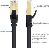 Kabel Ekstensi Ethernet Cat8 Panel Mount Luar Ruangan & Dalam Ruangan Kecepatan Tinggi 2000Mhz RJ45 Tahan Cuaca STP Tahan UV Router Modem PC