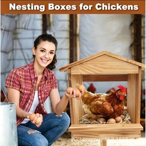 Nido de madera para gallinas, montado en la pared, para puesta de huevos, casa para gallinas, hábitat avícola para granja - Product Image 4