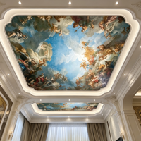 Murale de plafond personnalisée, fresque murale religieuse personnalisée, papier peint de plafond pour hôtel et villa, papier peint décoratif 3D pour toit