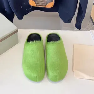 Hot selling thick soled genuine leather horsehair toe half <b>slippers</b> for casual wear, flat bottomed men's and women's shoes - Product Image 2