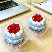 Porte-clés Squishy Personnalisé Gâteau Fraise à Rebond Lent, Jouet Anti-stress Kawaii en Forme de Dessert, Pendentif de Sac