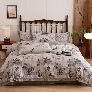 All'ingrosso Set di lenzuola e copripiumino personalizzato ad alta densità di biancheria da letto in lino fresco e traspirante a quattro pezzi - Product Image 1