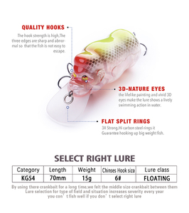 Desain baru umpan pancing spesies ikan muara bionik gorila Fat Wobblers Square Bill Floating Rattle 3D mata Bass Crankbait umpan - Product Image 5