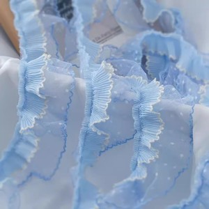 Larghezza 6 cm in poliestere blu cielo Tulle <span class=keywords><strong>con</strong></span> rifiniture in pizzo a pois nastro di pizzo per bambini - Product Image 1