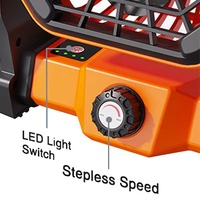 Ventilateur de table portable moderne X20 avec commande mécanique, ventilateur de bureau rechargeable pour le camping avec lumière LED
