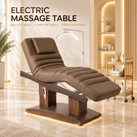 Table de massage électrique de luxe à 4 moteurs, lit facial réglable, chaise de traitement pour esthéticienne, salon de beauté, clinique