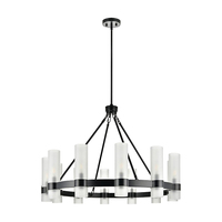 Lustre en verre à 6 lumières avec base d'ampoule E26, luminaire noir pour cuisine, salle à manger, au-dessus de la table