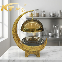 KUNTAI 8L 201 Edelstahl Lebensmittelgeeigneter Alkoholbetriebener Goldener Chafing Dish Deckel Hängender Speisenwärmer 85-100°C Manuell