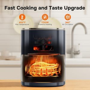 Friteuse à air multifonctionnelle intelligente de 2400W et 6L, grande capacité, personnalisable, avec double affichage numérique allemand, en stock - Product Image 3