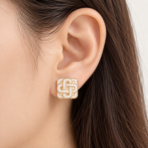Orecchini a Perno Geometrici Quadrati Classici per Donne, Design Vintage a Rete, per Uso Quotidiano in Ufficio, Accessori Regalo per Feste - Product Image 4