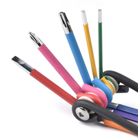 Kualitas Tinggi Mini Kecil 9 Pcs Kustom Hybrid Campuran Universal Colorful Lipat Allen Hex Key Torx Alat Kunci Pas Set