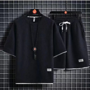 Quần short ngắn tay rộng hợp thời trang thể thao và giải trí mùa hè băng giá Áo thun kết hợp với Bộ hai mảnh - Product Image 5