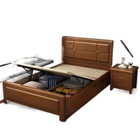 Ensemble de meubles de chambre à coucher en bois, lit double moderne, lit queen size