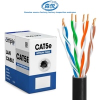 Kabel Ethernet Cat5e UTP Tanpa Pelindung Tembaga Padat 305m Kotak Tarik Langsung dari Pabrik Kabel Jaringan LAN Dalam Ruangan Grosir
