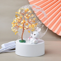 Lampe de table décorative professionnelle en forme d'arbre, ornée de fils et de cristaux d'améthyste et de citrine, idéale comme cadeau