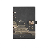 Cuadernos A5 de poliuretano con encuadernación de hojas sueltas y tapa dura de estilo chino, con múltiples opciones de color, personalizables para estudiantes.
