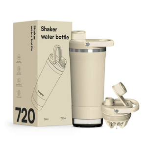 Gobelet shaker en acier inoxydable isolé et étanche, base de rangement et couvercle à ouverture rapide à visser, pour les shakes protéinés et les poudres pré-entraînement - Product Image 1