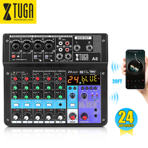 Xtuga haute qualit&eacute; 48v alimentation fant&ocirc;me console de mixage Professionnel 6 canaux mini usb num&eacute;rique carte <strong>son</strong> dj m&eacute;langeur - Product Image 1