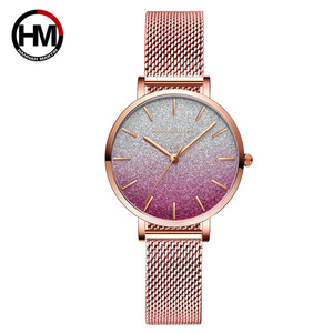 HANNAH MARTIN1323 Magnifique Montre à Quartz pour Femme ODM, Bracelet en Acier Maillé, Résistante à l'Eau, Simple et Tendance, Fournisseur - Product Image 1