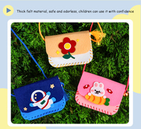 Sac à bandoulière bricolage pour enfants, kit de matériel cousu à la main, cadeau en tissu non tissé pour parents et enfants de la maternelle, porte-monnaie fait maison