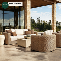 Ensemble de canapés d'extérieur en aluminium et corde de rotin, résistant à l'eau et durable, mobilier de jardin, mobilier de terrasse, ensemble de table brasero, ensemble de canapés de jardin