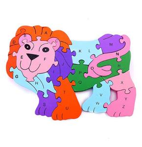 Rompecabezas 3D de madera animal dinosaurio rompecabezas juguetes niños preshcool Educación Niños rompecabezas alfabeto Letra a juego animal rompecabezas - Product Image 3