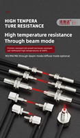 Sensor de Fibra Óptica de Alta Temperatura de Tipo Barrera 200 ° C, Tipo de Ángulo Recto M4/M6, Distancia de Detección de 300-400 mm