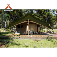 Tente de glamping de luxe Kawagebo Kamp (KK) quatre saisons en toile imperméable PVDF, double safari, avec chambres et salon