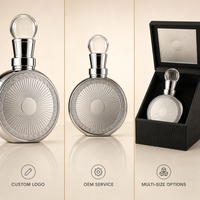 Flacon de parfum vide de luxe personnalisé, bouchon rond en métal argenté, flacon en verre rechargeable de style arabe, vente en gros, boîte cadeau noire