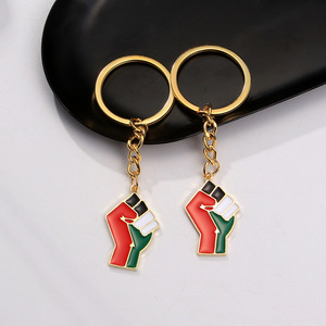 QY Zinc Alloy Enamel Metal Crafts Palestine Keychain Custom Logo Design Map Fist Shape <b>Keyring</b> - Product Image 4