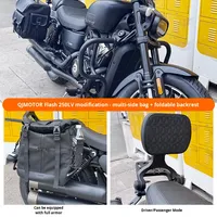 Accessoires pour moto QJ SRV250 / QJ Flash 250LV - Garde-corps, pare-chocs, dossier pliable, sacoches latérales en cuir et toile, sacoche de coffre arrière