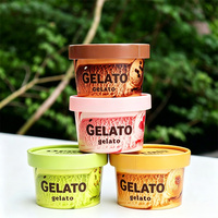Gobelets en papier kraft biodégradables à paroi simple, personnalisables avec logo, pour crème glacée, yaourt glacé, gelato, avec couvercles