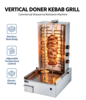Machine à brochettes de kebab électrique commerciale et gril rotatif vertical pour shawarma, idéal pour les snack-bars