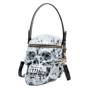 Bolso de noche con diseño de calavera divertido para mujer, bolso de mano con cremallera y cadena extraíble para Halloween, noche de conciertos - Product Image 3