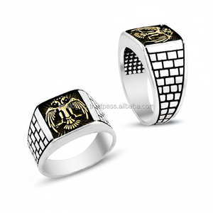 925K Sterling <b>Silver</b> Art Double Head Eagle <b>Men</b> <b>Ring</b> - Product Image 2