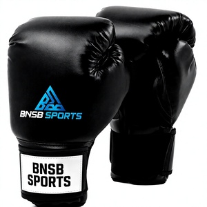Gants d'entraînement de boxe unisexes noirs en cuir PU avec protection des jointures rembourrée, paume respirante et fermeture auto-agrippante réglable pour un maintien optimal - Product Image 1