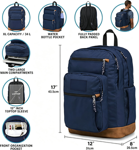 Mochila Escolar Unisex para Estudiantes Universitarios, Viajes Escolares, Logotipo Personalizado, Impermeable, 34L 15 - Product Image 1