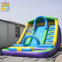 Grand toboggan aquatique gonflable PVC avec piscine enfant, portable pro pour location, vidange facile, événements extérieurs