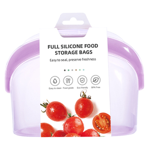 Custom Print Food Grade Silicone Storage Bag Lfgb Fridge Fresh Pouch Zip Standing Reusable Set - Product Image 1