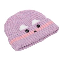 Gorro de punto jacquard cálido con imagen de perro adorable, de moda, con botón, para mujer, a prueba de viento, venta al por mayor transfronteriza.